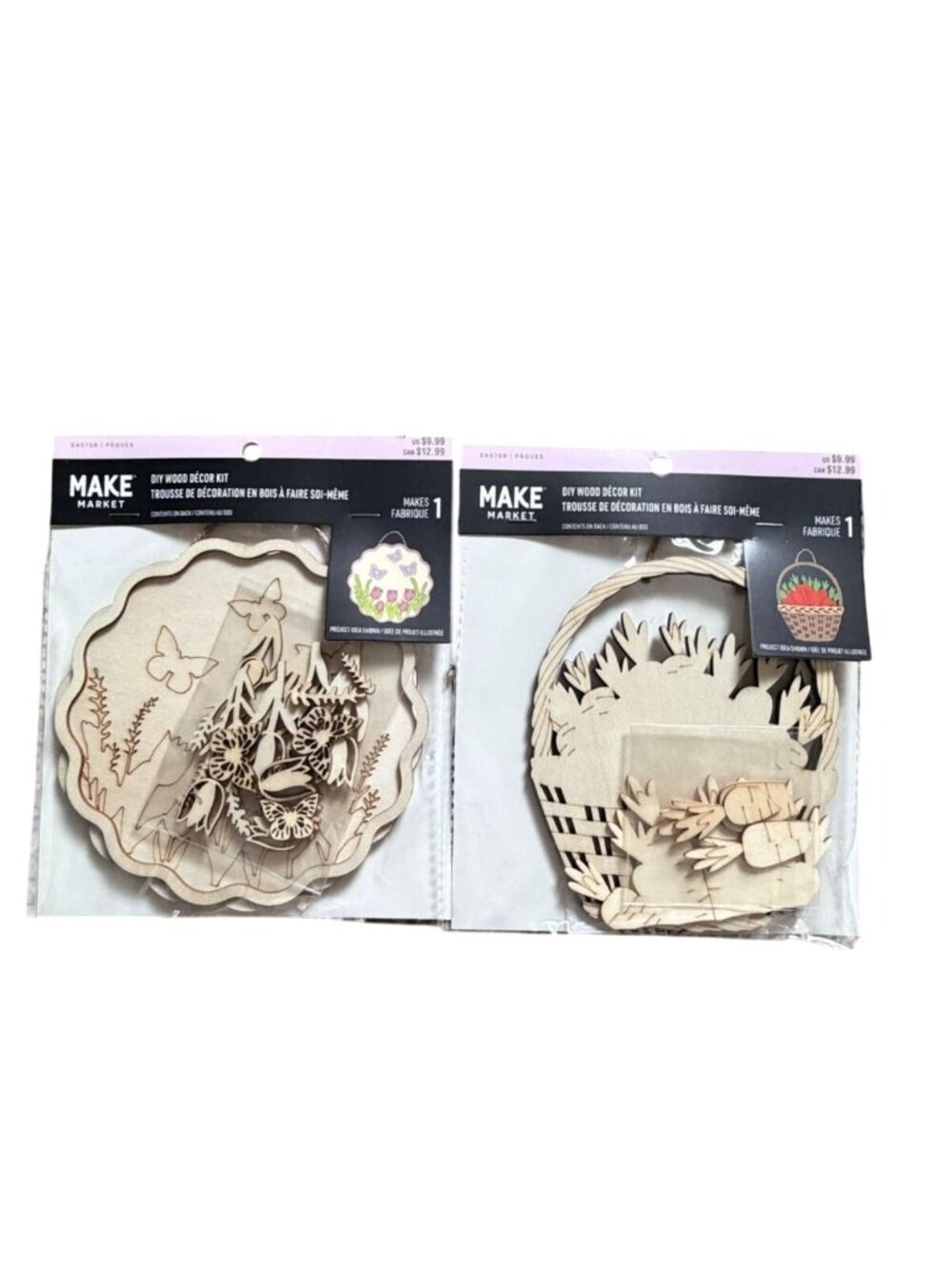 Make Market 9.75" DIY Easter Egg & Flower Basket Wood Décor Kits-NEw